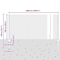 VidaXL Hek met paal grijs 1 x 50 m staal en pvc - thumbnail