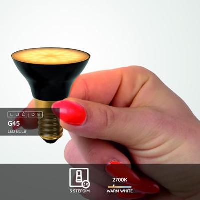 Lucide G45 - Led lamp - Ø 4,3 cm - LED 3 StepDim - E14 - 1x5W 2700K - Zwart