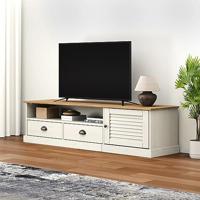Tv-meubel VIGO 156x40x40 cm massief grenenhout wit - thumbnail
