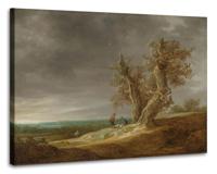 Schilderij - Jan van Goyen, Landschap met twee eiken, 1641, 90x70cm - thumbnail