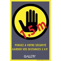 Gallery sticker, waarschuwing; houd 1,5 meter afstand, ft A5, Frans - thumbnail