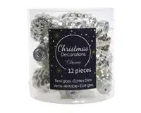 12 Glazen dennenappels 40 mm zilver KSD Decoris - Decoris - thumbnail