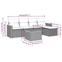 5-delige Loungeset met kussens poly rattan zwart - thumbnail