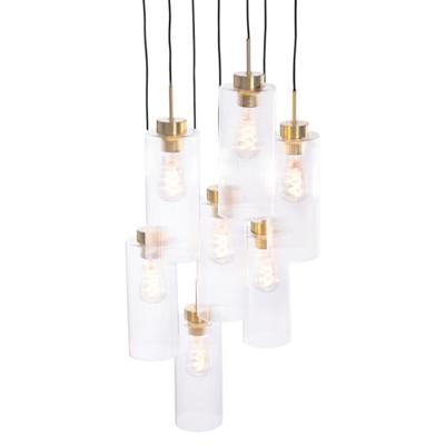 QAZQA Art Deco hanglamp goud met glas 7-lichts - Laura