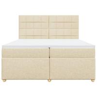 Boxspring met matras stof crèmekleurig 200x200 cm - thumbnail