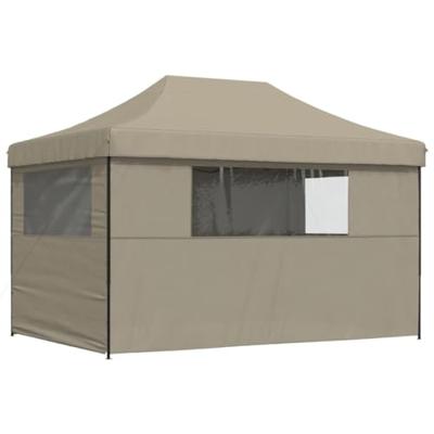 Partytent 2,8 x 4,1 meter inklapbaar pop-up met 4 zijwanden taupe Partytent 2,8 x 4,1 meter inklapbaar pop-up met 4 zijwanden taupe