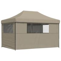 Partytent 2,8 x 4,1 meter inklapbaar pop-up met 4 zijwanden taupe - thumbnail