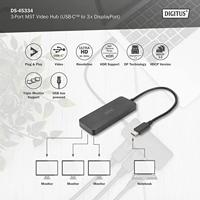 Digitus DS-45334 DisplayPort / USB-C Adapter [1x USB-C - 3x DisplayPort bus] Zwart 4K UHD, Zonder laadbus - thumbnail