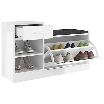 VidaXL Schoenenbank 94,5x31x57 cm bewerkt hout hoogglans wit