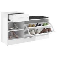 VidaXL Schoenenbank 94,5x31x57 cm bewerkt hout hoogglans wit - thumbnail