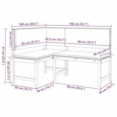 Tuinstoel met kussen Bruin 140 x 100 x 91cm Massief acaciahout