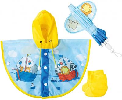 Heless poppen regencape met paraplu en laarzen, 35-45 cm