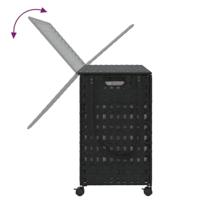 Wasmand op wielen 66x35x60 cm rattan zwart - thumbnail