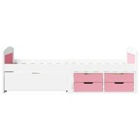Slaapbank met 5 lades zonder matras IRUN 90x200 cm wit en roze - thumbnail