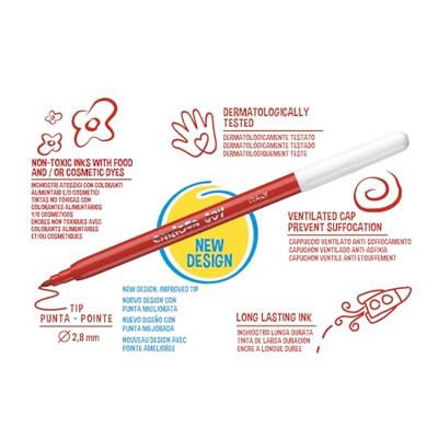 Carioca viltstift Superwashable Joy, 12 stiften in een kartonnen etui Carioca viltstift Superwashable Joy, 12 stiften in een kartonnen etui