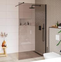 Saqu Modulo inloopdouche incl. antikalk 100x210cm bruin glas mat zwart - thumbnail