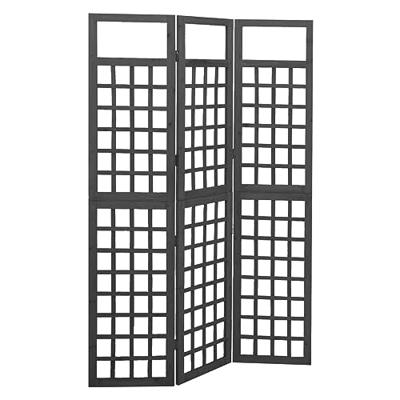 Kamerscherm/trellis met 3 panelen 121x180 cm vurenhout zwart