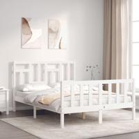 Bedframe zonder matras massief grenenhout wit 140x200 cm - thumbnail