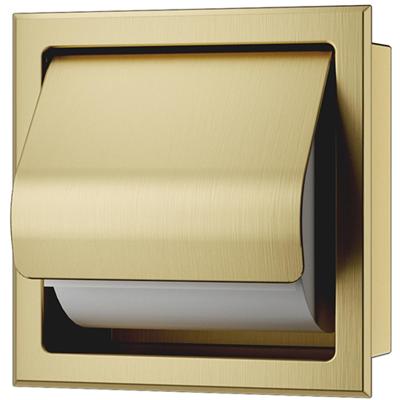 Xellanz Rocko Toiletrolhouder met Klep - Inbouw - Geborsteld Messing