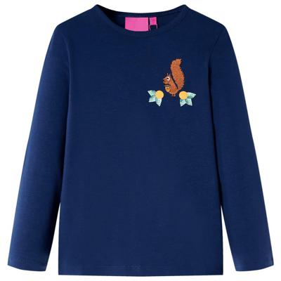 Kindershirt met lange mouwen eekhoornprint 116 marineblauw