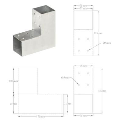 VidaXL Paalverbinding l-vorm 71x71 mm gegalvaniseerd metaal VidaXL Paalverbinding l-vorm 71x71 mm gegalvaniseerd metaal