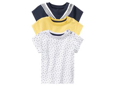 lupilu 3 baby t-shirts (62/68, Wit/geel/marine)