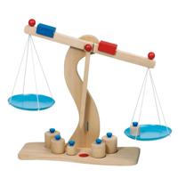 Goki houten weegschaal met metalen gewichtjes - thumbnail