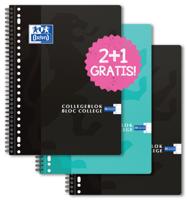 Collegeblok Oxford School A4+ lijn 23-gaats 160 pagina&apos;s 80gr voordeelpak assorti 3 stuks - thumbnail