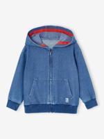 Sweater met rits en zakken in denimkleur stone - thumbnail