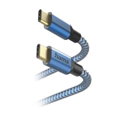 Hama USB-C naar USB-C Reflective kabel (USB-C aansluitkabel, PD USB type C oplaadkabel, 480 Mbit/s, 1,5 m, voor MacBook Pro, iPad, ChromeBook, Samsung Galaxy S21) blauw