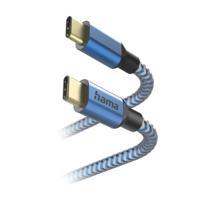 Hama USB-C naar USB-C Reflective kabel (USB-C aansluitkabel, PD USB type C oplaadkabel, 480 Mbit/s, 1,5 m, voor MacBook Pro, iPad, ChromeBook, Samsung Galaxy S21) blauw - thumbnail