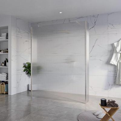 Fortifura Galeria Vrijstaande Inloopdouche - 160x200cm - Helder geribbeld - antikalk - 8mm veiligheidsglas - 2 zijwanden 30cm - wandsteunen en hoekprofielen - Geborsteld RVS PVD (RVS) SW927769 2x/SW797956/SW797945 2x/SW798730 2x