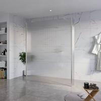 Fortifura Galeria Vrijstaande Inloopdouche - 160x200cm - Helder geribbeld - antikalk - 8mm veiligheidsglas - 2 zijwanden 30cm - wandsteunen en hoekprofielen - Geborsteld RVS PVD (RVS) SW927769 2x/SW797956/SW797945 2x/SW798730 2x - thumbnail