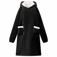 VidaXL Deken hoodie zwart m fleece en flanel - thumbnail