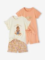 Set van 2 pyjashorts met fruit voor meisjes van ribtricot ecru - thumbnail