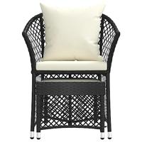 2-delige Loungeset met kussens poly rattan zwart - thumbnail