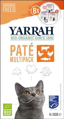 Yarrah natvoer kat kuipje pate graanvrij bio Multi-Pack 8x100gr