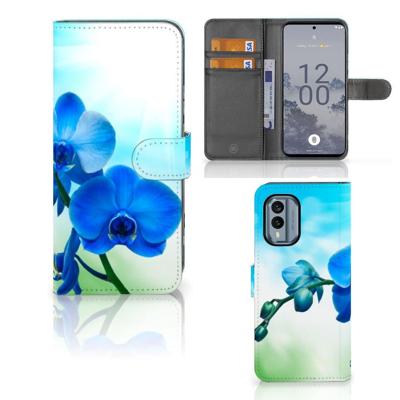 Nokia X30 Hoesje Orchidee Blauw - Cadeau voor je Moeder Nokia X30 Hoesje Orchidee Blauw - Cadeau voor je Moeder
