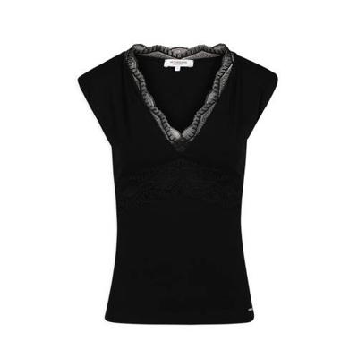 Morgan T-shirt en kant zwart