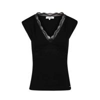Morgan T-shirt en kant zwart - thumbnail