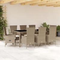 9-delige Tuinset met kussens poly rattan beige - thumbnail