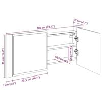 Badkamerkast met spiegel en LED 100x12x45 cm bruin eikenkleurig - thumbnail