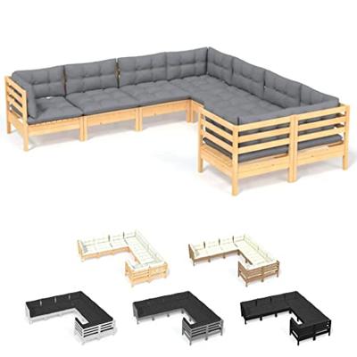 8-delige Loungeset met crèmekleurige kussens massief grenenhout