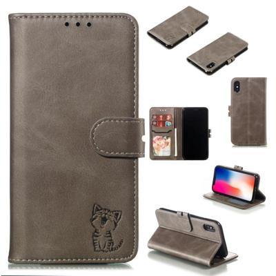 Lederen beschermhoes voor iPhone X & XS (grijs)