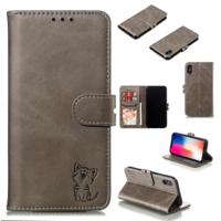 Lederen beschermhoes voor iPhone X & XS (grijs) - thumbnail