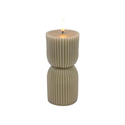 LED Kaars Ribbel 7x15 cm Taupe