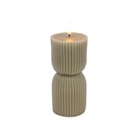 LED Kaars Ribbel 7x15 cm Taupe - thumbnail