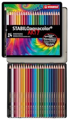 STABILO aquacolor - aquarel kleurpotlood - metalen set 24 st. STABILO aquacolor - aquarel kleurpotlood - metalen set 24 st.