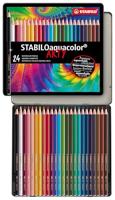 STABILOaquacolor kleurpotlood, metalen doos van 24 stuks in geassorteerde kleuren - thumbnail