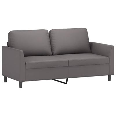 2-delige Loungeset met kussens kunstleer grijs - thumbnail